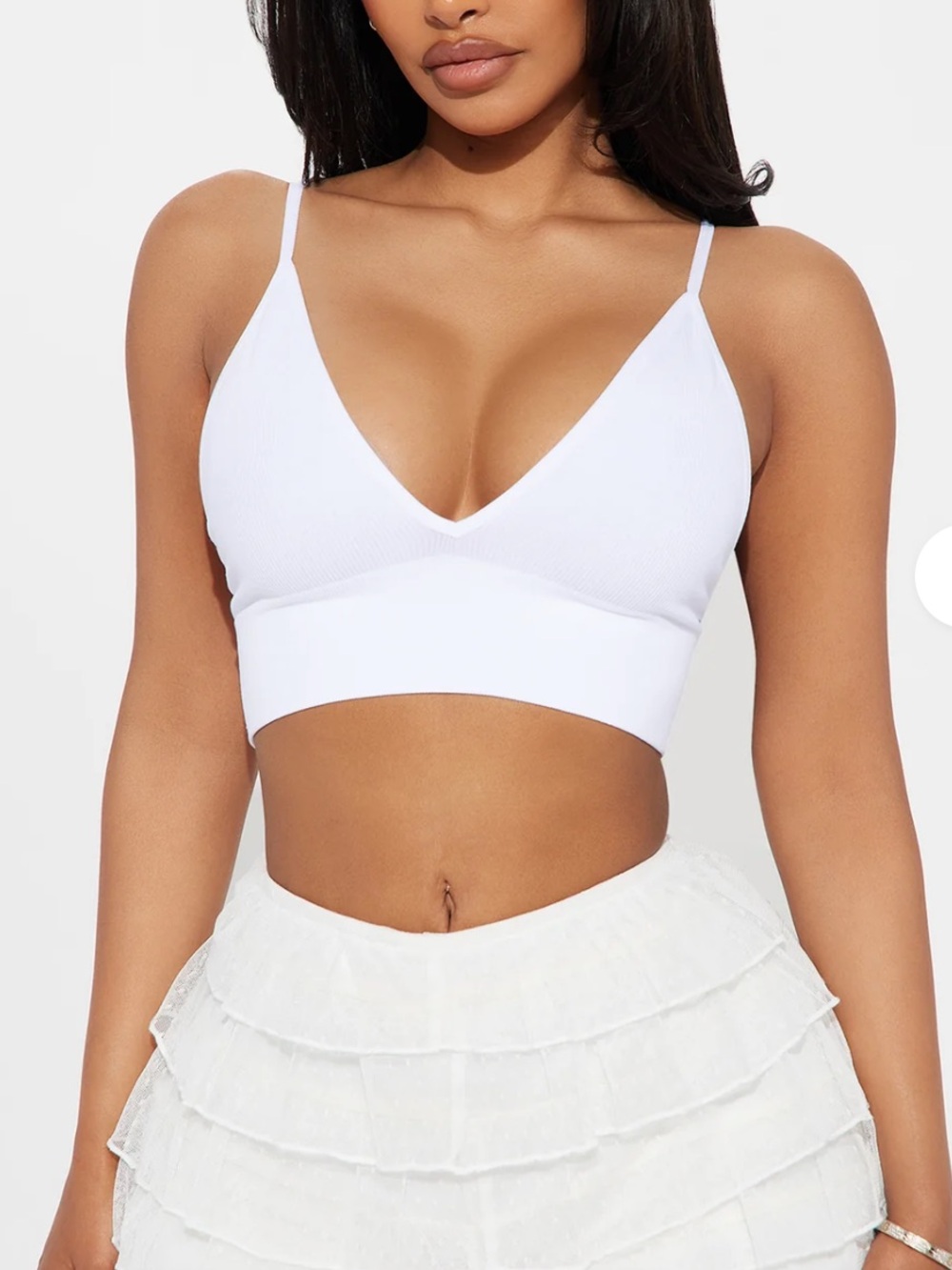 White and Black V-Neck Ribbed Bralette bundle